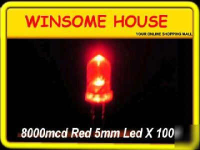 New * * super bright 8000MCD red 5MM led x 1000PCS