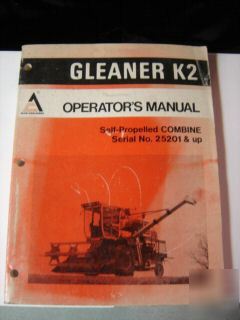 Allis chalmers gleaner K2 combine oper manual 25201- up