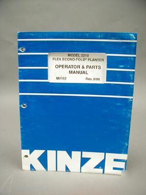 Kinze operator & parts manual model 2210 flex planter