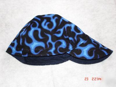 Welding cap hat beanie style reversible - blue flame