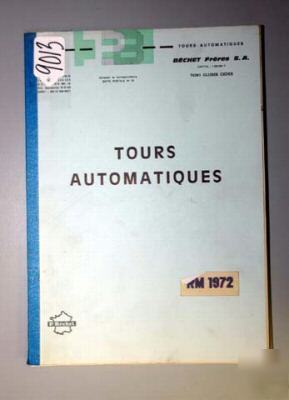Bechet freres tours automatiques manual for rm 1972: