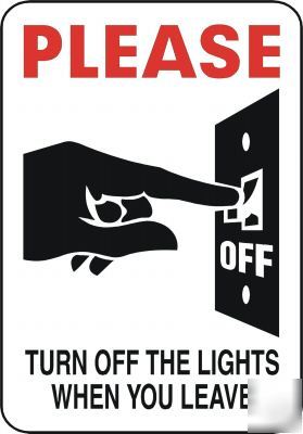 Large metal safety sign please turn of the lights 1461