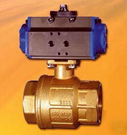 Pneumatic actuated brass 2 way ball valve 1 1/4