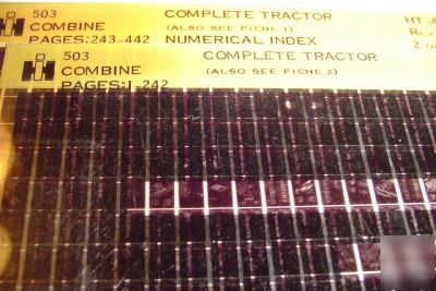 Ih 503 combine parts catalog book microfiche farmall