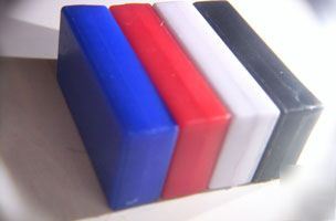 4 plastic coated magnet blocks 1 x 1/2