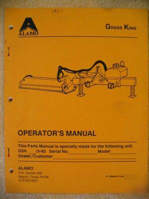 Alamo grass king operator parts manual
