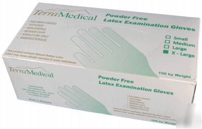 Latex powder free exam glove -10 boxes/case-textured- l