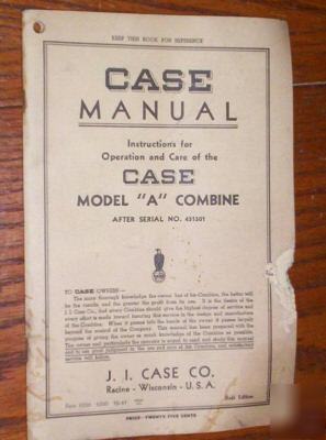 Case model a combine instructional operators manual 