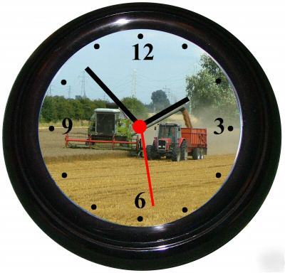 Claas combine and massey fergy picture in a wall clock 