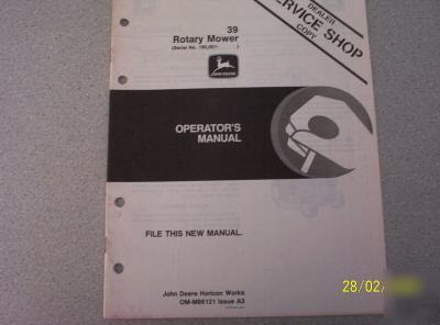 John deere #39 deck for 200 series tractor ops manual