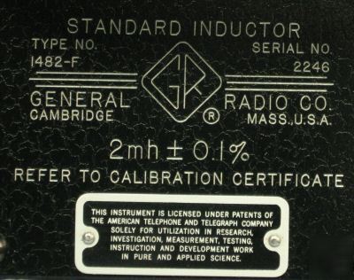 General radio 1482-f standard inductor, 30 day warranty