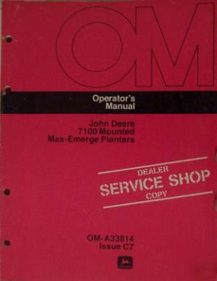 John deere 7100 maxemerge mounted planters owner manual
