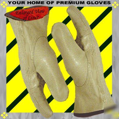 Lined leather yard work glove pigskin garden go medium