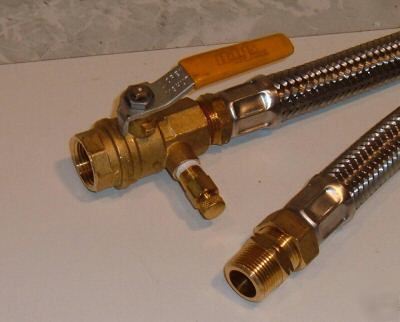 Stainless refrigerant hose assy w/brass valves/coupling