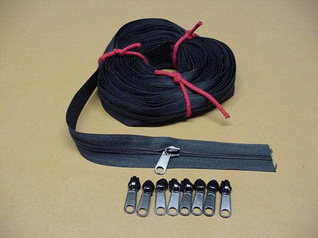 Black heavy #8 coil zipper 30 ft & 9 pulls sale $6.00