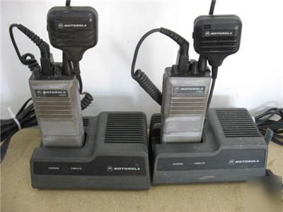2 motorola HT600 6CH uhf radios & chargers,lapel mics 
