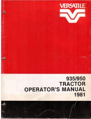 Versatile 935 950 4X4 tractor owners manual - 1981