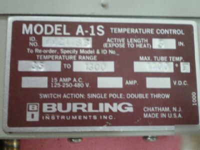 Burling swh/ a-1S adjustable hi-temp air thermostat nos
