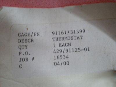 Burling swh/ a-1S adjustable hi-temp air thermostat nos
