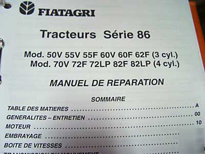 Fiat 50V 55V 55F 60V 60F 72F 82F manuel de rÃ©paration