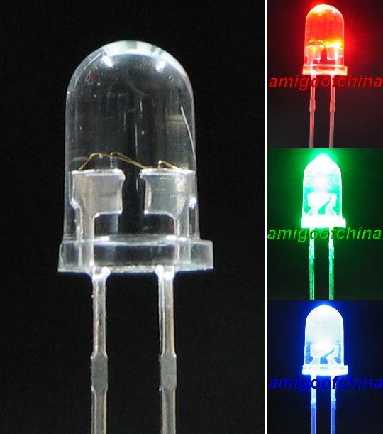 100X 3MM rgb rainbow led fast flash free resistors