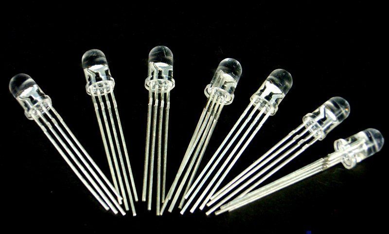 50PCS 4PINS 5MM 8KMCD multicolor rgb led f/r