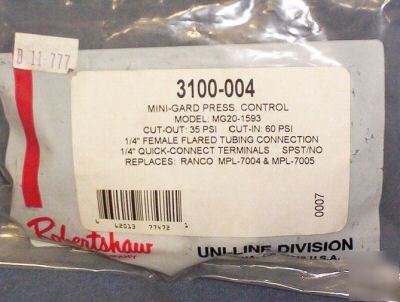 New robertshaw pressure control MG20-1593 3100-004 
