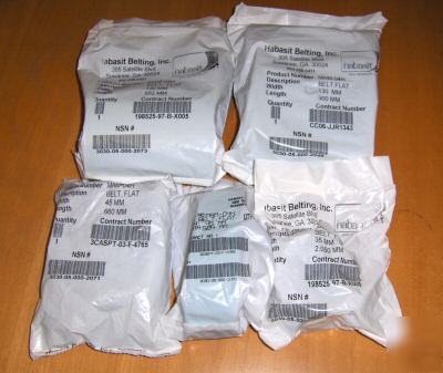 Lot of 2000+ assorted habasit mam-04H flat drive belts