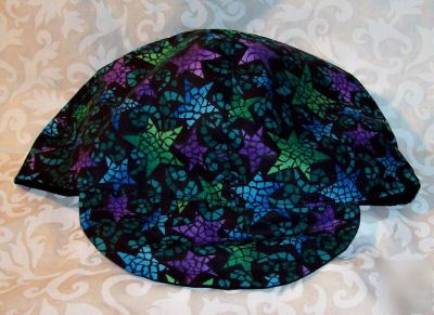 Blue & green stars welder welding biker hat, your size 