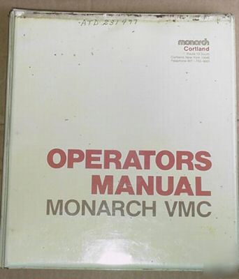 Monarch vmc with fanuc control operator's manual