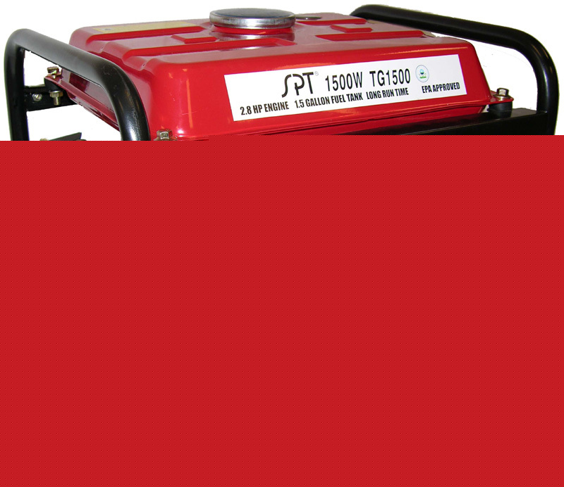 Portable 2.8HP 1500W power generator sunpentown tg-1500