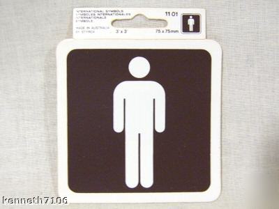 Gentlemen self stick adhesive int'l symbol sticker mens