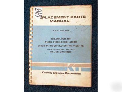 Kearney&trecker parts manual milling machines