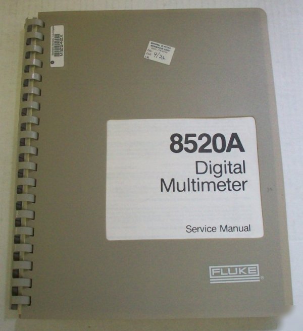 Fluke 8520A digital multimeter service manual - $5 ship