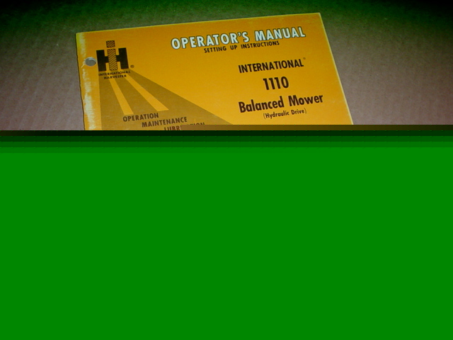 Ih 1110 balanced mower ind operator manual