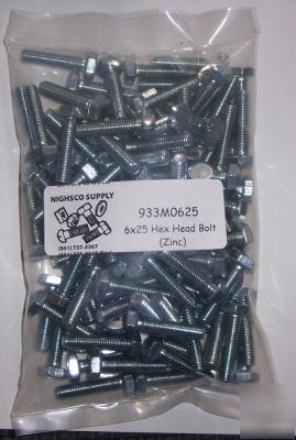 6X25 hex head bolt -high quality-100 quantity-933M0625