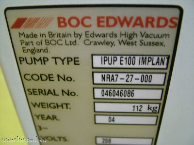Boc edwards ipup E100 implant vacuum pump