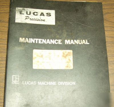 Lucas 40T boring mill maintenance manual 