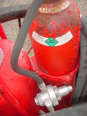 Vintage industrial wheeled ansul fire extinguisher