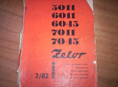 Zetor 5011 to 7045 tractor parts catalogue