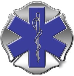 Maltese cross star of life decal reflective 12