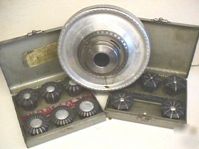 Jacobs spindle nose lathe chuck l o complete set collet