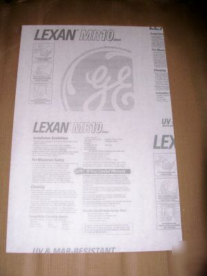 MR10 lexan polycarbonate clear 1/4 x 36 x 11.5/8 