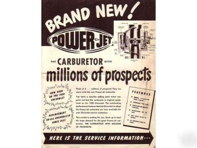 Power jet carburetor parts brochure 1950 gm