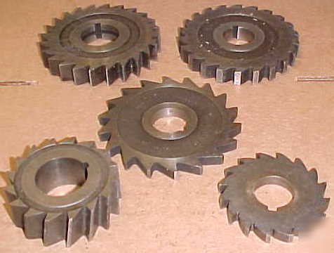 Lot of five plain milling cutters 5/16