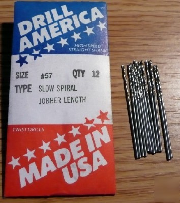12PC jobber length #57 hss drill