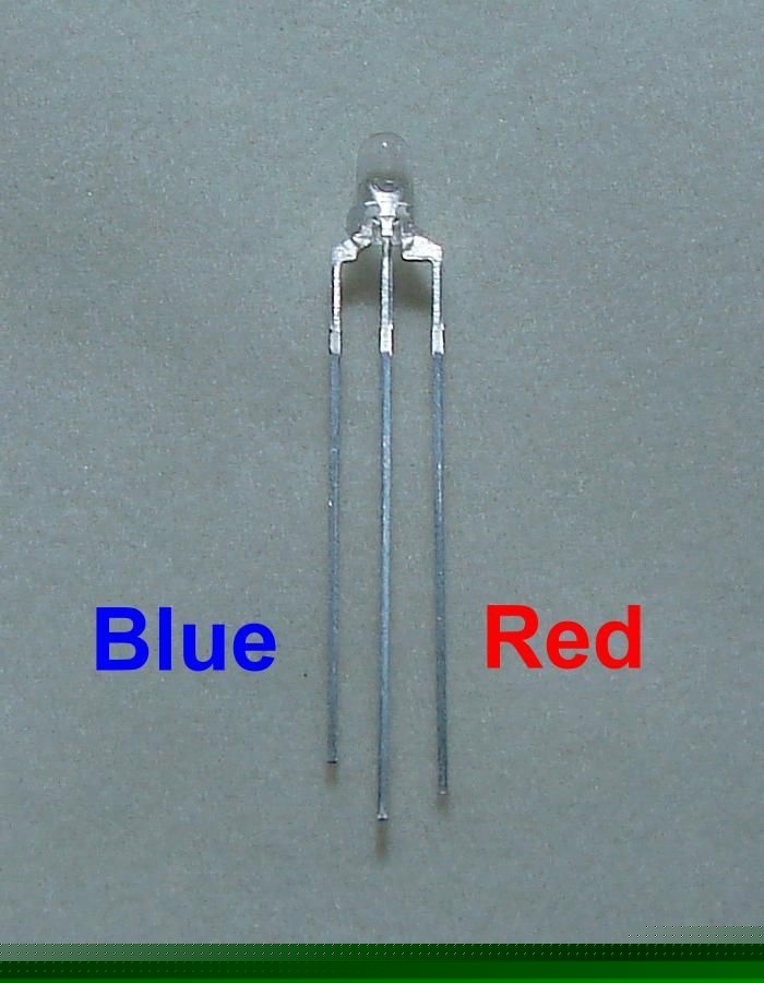 3MM 15X red / blue 3 lead led bulb free resistor