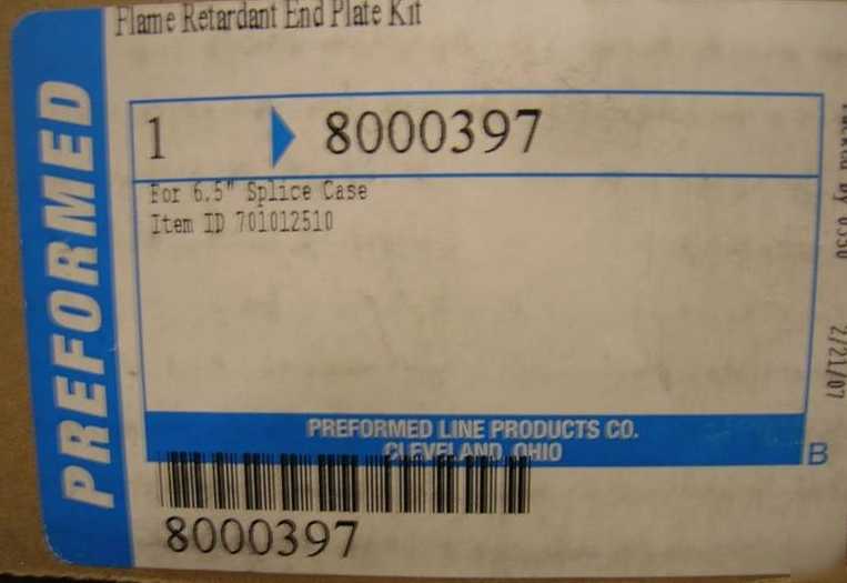New preformed 8000397 flame retardant end plate kit 
