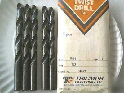 New triumph brand usa mfg 11/32 jobber drill bits 6 pcs