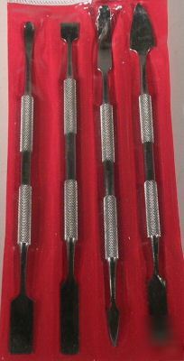 Stainless steel deluxe 4 piece dental/craft spatula set